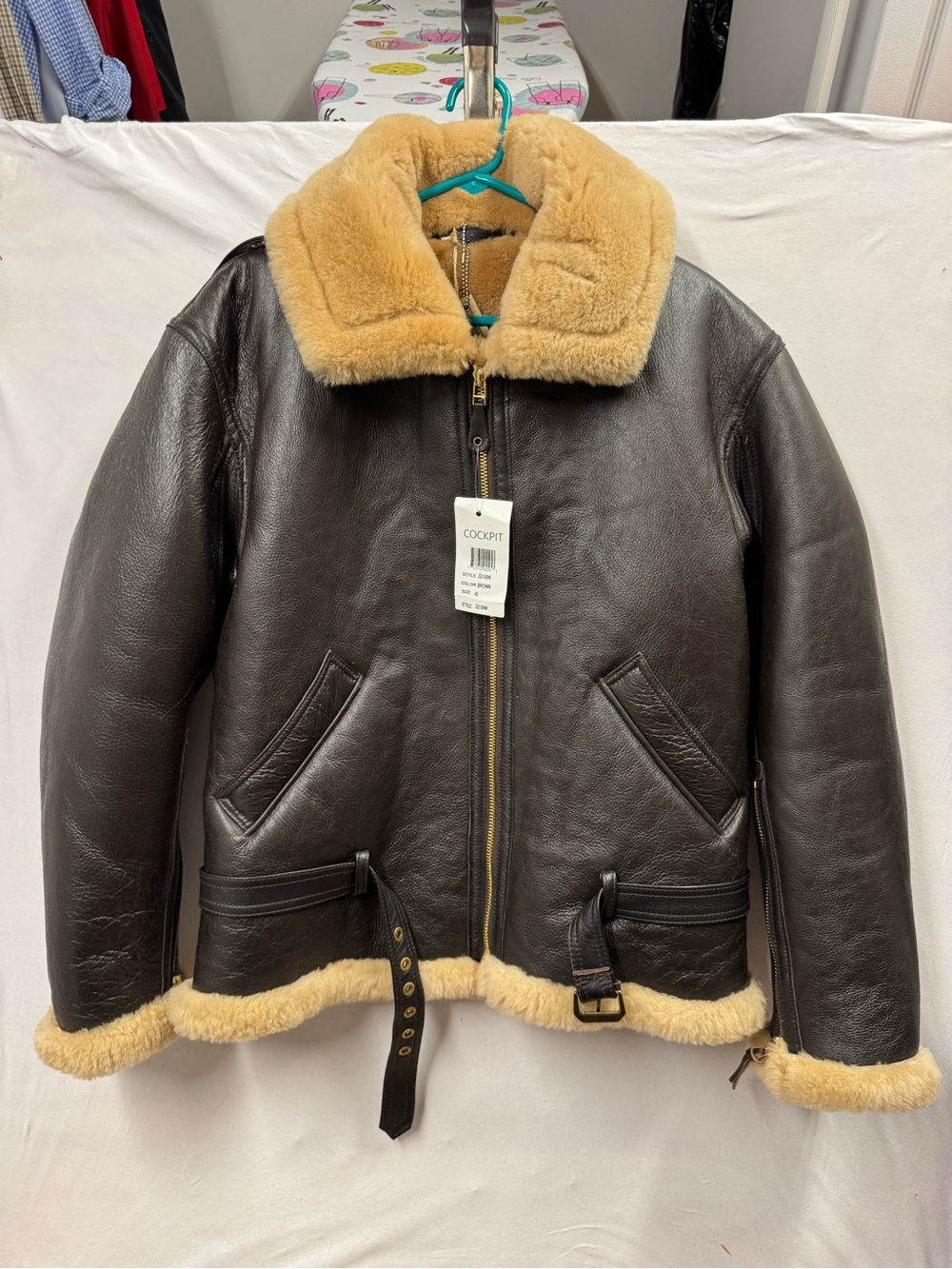 NEW Cockpit USA R.A.F Sheepskin Bomber Military Jacket Brown 40 USA MADE $1550